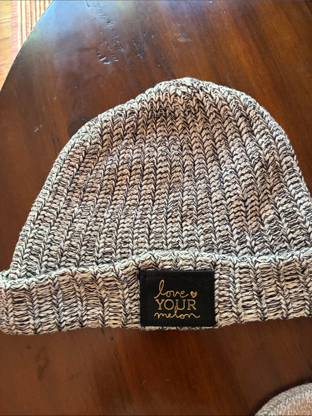 Love Your Melon Two-Tone Marled Knit Beanie - Cream & Black